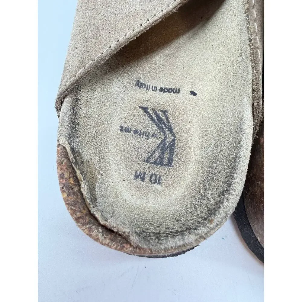 White Mountain Italy Leather Clogs Mules Beige Women’s Size 10M Comfort